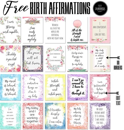 Free Printable Birth Affirmations